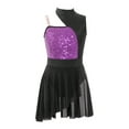 thumbnail image 3 of Alvivi Kids Girls Sequins One Shoulder Ballet Lyrical Dance Costume Contemporary Latin Leotard Dress Purple 14, 3 of 7