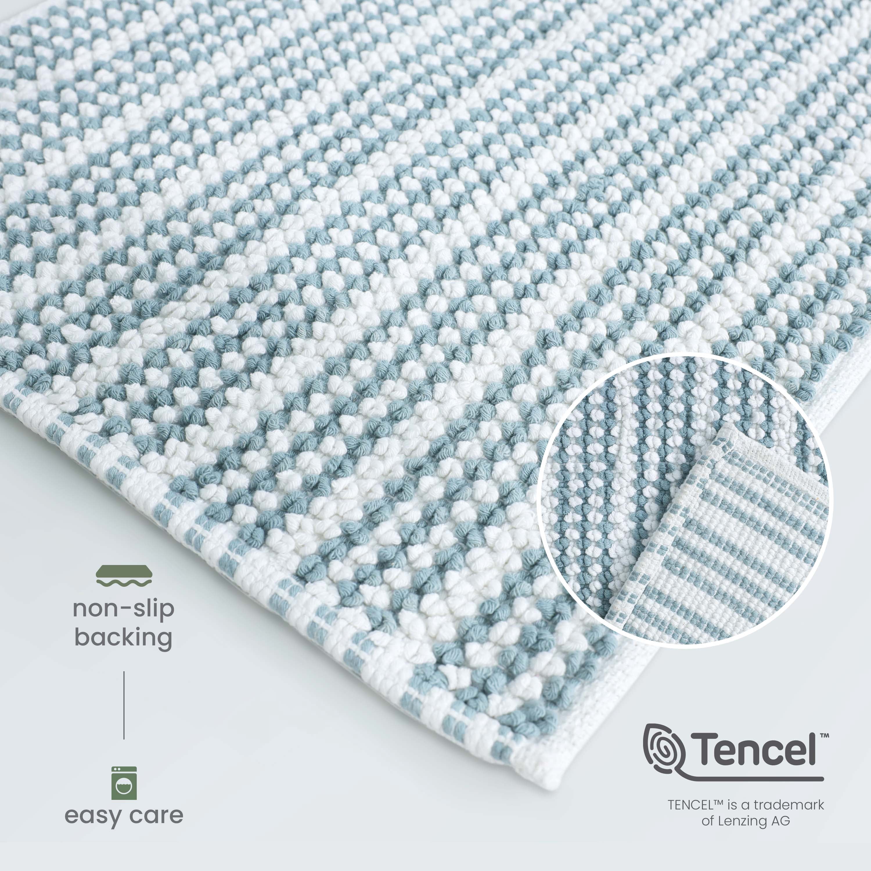 Martex Restore Stripe Cotton Bath Rug, 20" x 32", Mineral