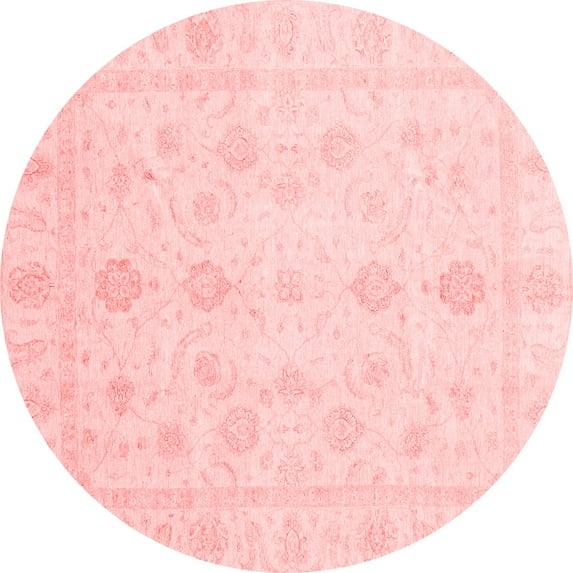 Ahgly Company Machine Washable Indoor Round Oriental Red Traditional Area Rugs, 8' Round