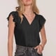 thumbnail image 3 of Slatcetga Tops con Cuello en V para Mujer, Tops Informales de satén de Color Puro con Volantes de Encaje para Fiestas, Compras, Viajes, Viajes al Aire Libre, Negro M, 3 of 6