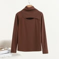 thumbnail image 4 of Ltctricy Women's Plus Size Thermal Shirts Fleece Lined Long Sleeve Turtleneck Cut out Loose T Shirts Warm Base Layer Tops(Coffee,Medium), 4 of 5