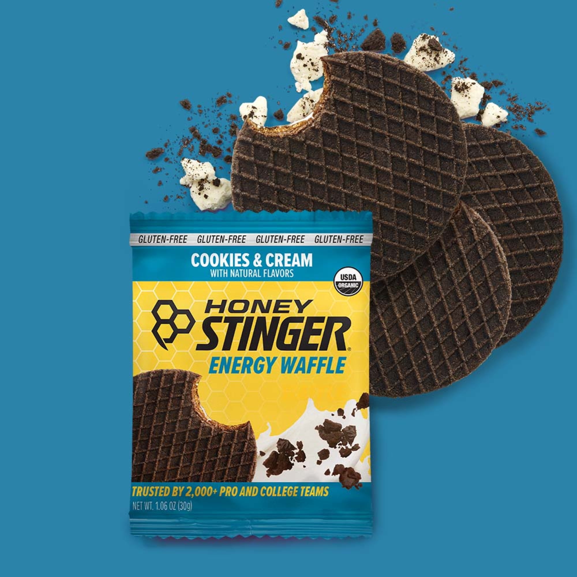 Honey Stinger Organic Gluten-Free Energy Waffle Snack, Cookies and Cream, 1.06 oz, 16 Count