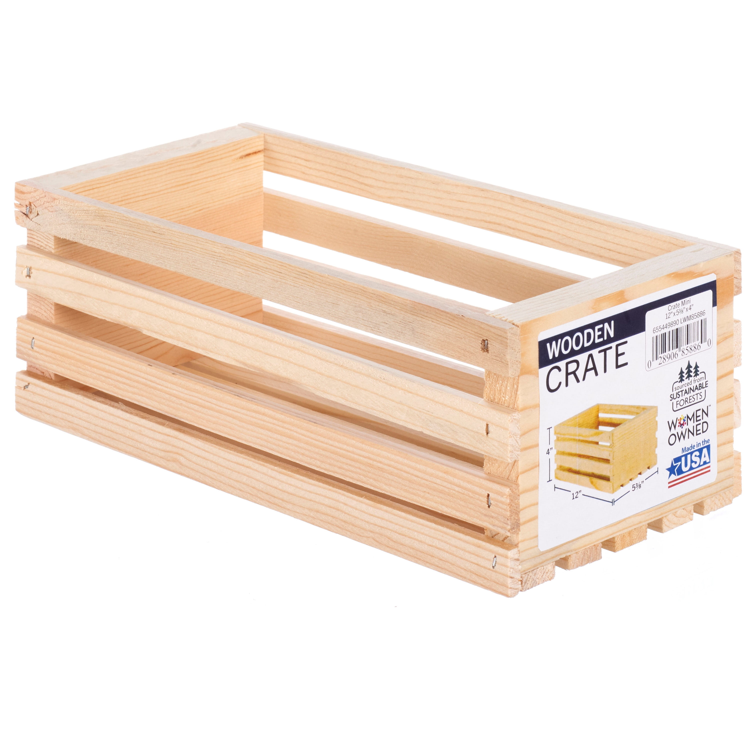 Unfinished Wood Crate 12in