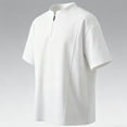 thumbnail image 2 of FRSASU Men's Quarter Zip Athletic Shirt Loose Fit Breathable Workout Top Casual Short Sleeve Performance Training Tee White, 2 of 5