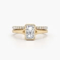thumbnail image 2 of Jewelerix Yellow Gold Vermeil Radiant Cut Engagement Ring with Pave Wedding Band Set, Bezel Set Solitaire Bridal Set for Women, 2 of 6