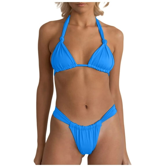 Sexy Bikini Sets - High Cut Thong Swimsuit - Tie Knot Ruched - Beach/Pool Party Wear