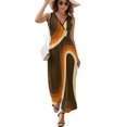 thumbnail image 2 of Robe Sans Manches Motif Années 70 Vagues Orange et Marron Costume d'Été pour Femmes Mode Robe d'Été pour Femmes Robes de Soirée pour Femmes, 2 of 5