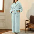 thumbnail image 2 of Luxalzxs Cotton Nightgowns for Women Solid Color Plus Size Long Sleeve Shawl Collar Full Length Velvet Padded Warm Robe Nightgown Bathrobe with Waistband, 2 of 5