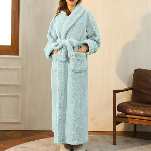 Weiqiqre Pyjamas pour Femmes Grande Taille en Solde, Peignoir Robe de Chambre Longue avec Poches et Ceinture+ceintures