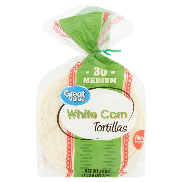 Great Value Medium White Corn Tortillas, 30 count, 25 oz - Walmart.com