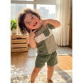thumbnail image 4 of Loicainy Toddler Baby Boy Summer Clothes Set Contrast Color Outfits 6 9 12 18 24 Months 2T 3T 4T Crew Neck Short Sleeve Tops and Shorts, 4 of 8