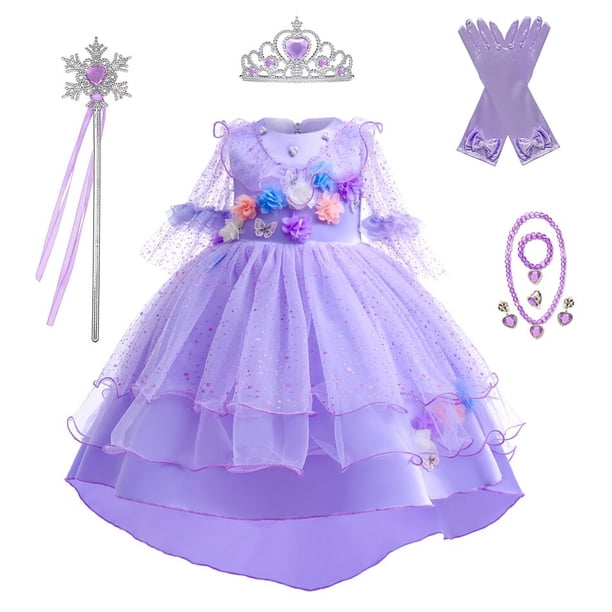 Disney Encanto Isabella niñas disfraz princesa vestido conjunto encanto niña Cosplay Mirabel carnaval cumpleaños fiesta Halloween ropa 6T 130CM Gao Jinjia LED