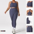 thumbnail image 4 of PISONIC Workout Sets for Women 2 Piece Plus Size Sports Bra and High Waist Leggings Yoga Outfits, 4 of 7