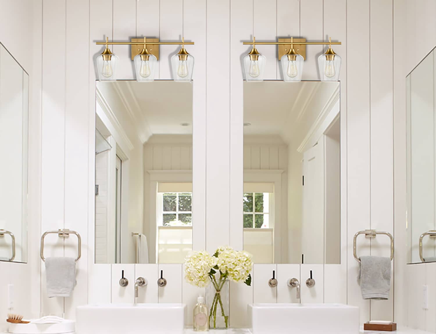 Fondavelle Modern Brass Wall Sconce Bathroom Vanity Light , 3-Bulbs