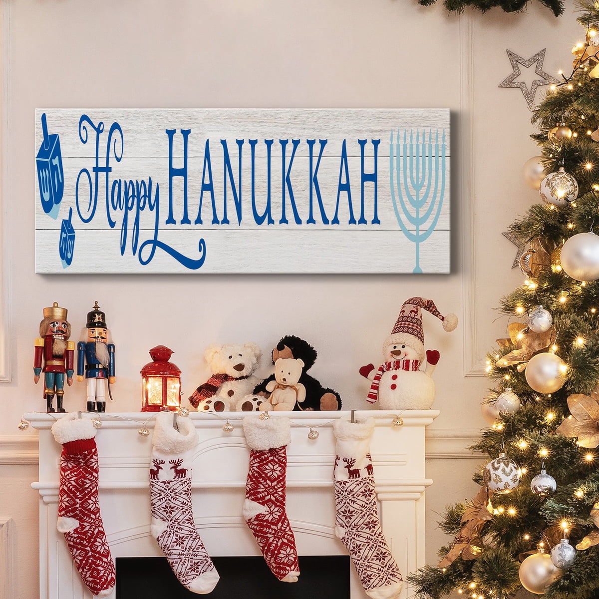 Happy Hanukkah Premium Gallery Wrapped Canvas - Ready to Hang