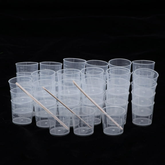 LABSERRON 100Pcs Disposable Resin Mixing Cups Epoxy Kit Plastic Stirring Sticks 30Ml