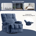 thumbnail image 6 of JONPONY Massage Rocker Recliner Chair with Vibration Massage and Heat Ergonomic Lounge Chair for Living Room with Rocking Function and Side Pocket, 2 Cup Holders, USB Charge Port,Blue, 6 of 15