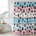 thumbnail image 6 of Blue Pink Dog Paws Prints Shower Curtain Set - Small 36" x 72" Washable Bathtub Curtain with 12 Hooks, Farmhouse Beige Wood Waterproof Fabric Stall Shower Curtains for Bathroom/Bathtub Décor, 6 of 6