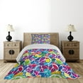 thumbnail image 3 of Ambesonne Hippie Quilted Coverlet 2 Pcs, Peace Activism Theme, Twin Size, Multicolor, 3 of 5