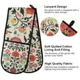 thumbnail image 2 of Yayeee Double Oven Mitt Kitchen Heat Resistant Baking 35" x7" Quilted Glove, Beige Red Floral, 2 of 6