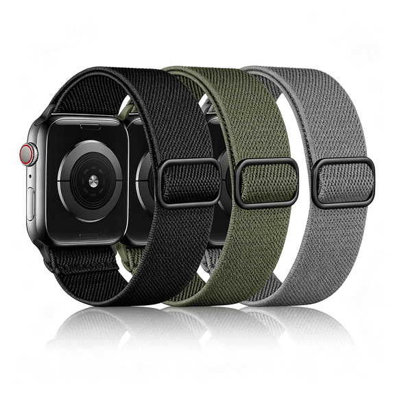 DESIGNICE 3 Pack Stretchy Solo Loop Compatible with Bands for Men 49Mm 46Mm 45Mm 44Mm 42Mm, Soft Nylon Braided Elastic Strap for Iwatch Band Series 11 10 9 8 7 6 5 4 3 Se Ultra