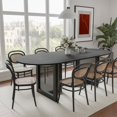 thumbnail image 2 of MAYEERTY Wood Oval Dining Table, Mid-Century Modern Dining Table with Rattan Legs, 79"x33.5"x30", Black, 2 of 9