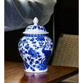 thumbnail image 6 of Ancient Chinese Style Blue and White Porcelain Peacock Pattern Helmet-shaped Temple Jar. Peacock Pattern Medium-Large, 6 of 7