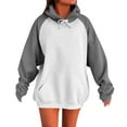 thumbnail image 2 of Oversized Sweatshirt for Women, Casual Women's Fashion Solid Long Sleeve Hooded Pocket Tops Sweatshirts, Gray L, 2 of 5