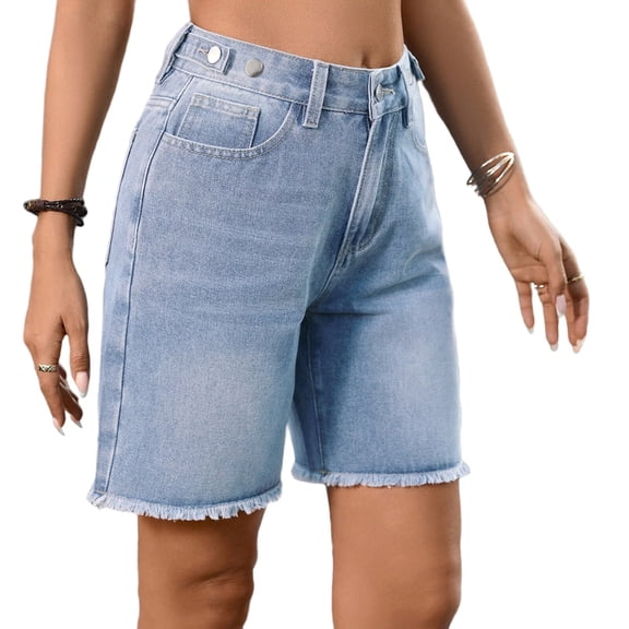 Women'S Jorts Baggy High Waisted Jean Shorts Ripped Denim Bermuda Shorts Y2K Shorts Light Blue S