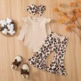 thumbnail image 2 of masbird Baby Girl Clothes Newborn 0 3 6 12 18 24 Months Fall Outfits Ruffle Knitted Long Seeve Romper Top & Flare Pants Sets,Khaki,12-18 M, 2 of 7