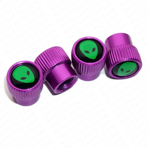 4pcs Universal Fit Alien Car Wheels Tire Air Valve Caps Stem Dust Cover Purple