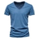 thumbnail image 1 of Camiseta 100% de algodón para hombre, camisetas con cuello en V de diseño a la moda, camisetas sólidas ajustadas, camisetas para hombre, camisetas de manga corta para hombre, 1 of 5