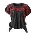 thumbnail image 3 of Womens T-Shirts Floral Print Plus Size Loose Casual Short Sleeve Fashion Tops Square Neck Blouse Daily Wear, 3 of 4