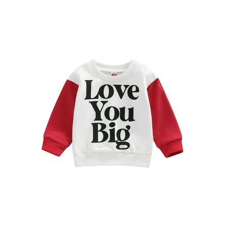 

Ma&Baby Valentine s Day Toddler Boy Girls Letters Pullover Sweatshirt Long Sleeve Baby Bodysuit Rompers