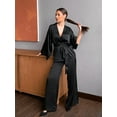 thumbnail image 3 of Womens Silk Satin Pajamas Set Solid Silky Pjs Robe Top with Pants Two Piece Sleepwear Soft Nightwear, 3 of 7