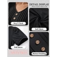 thumbnail image 4 of MOYIKO Blouses for Women T Shirts Pleated Button Puff Short Sleeve Shirts Dressy Casual V Neck Tunic Tops Summer Shirts, 4 of 7
