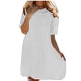 thumbnail image 1 of Fankiway Robe en Dentelle Plissée Taille Haute Col Rond Printemps et Été pour Femmes Courbes Robes de Printemps pour Femmes 6574, 1 of 6