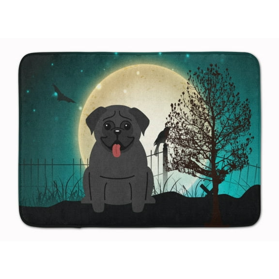 Halloween Scary Pug Black Machine Washable Memory Foam Mat