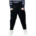 thumbnail image 2 of Otqutp Toddler Kids Boys Girls Fashion Breathable Thick Pants Autumn and Winter Casual Orduroy Warm Pants Soft and Comfortable Leggings(Black-A,10-11 Years), 2 of 7