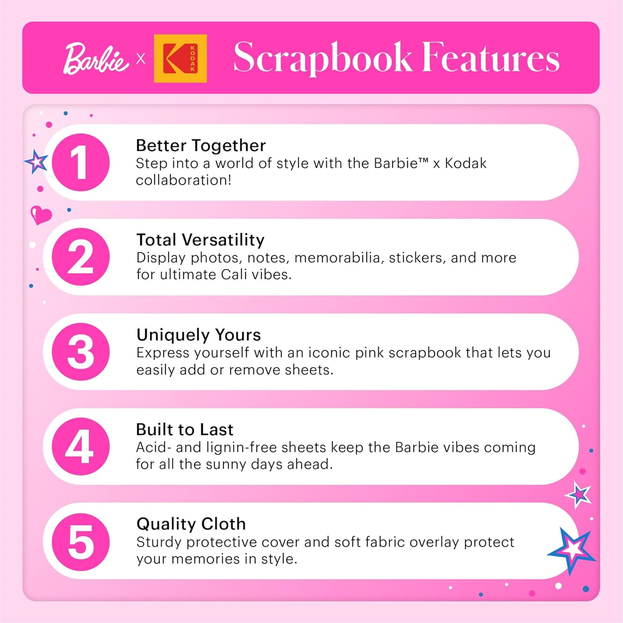 Barbie x Kodak 8x8 Pink Cloth Scrapbook Photo Album