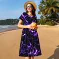 thumbnail image 4 of Disketp Galaxy Lightning para Vestido de Manga Corta para Mujeres, Vestidos de Verano para Mujeres, Casual y Holgado para la Playa, 4 of 6