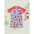 thumbnail image 3 of Blotona Kids Baby Rash Guard Swimsuit Playsuits Watermelon Print Zipper Short Sleeve Sun Protection Bathing Suit Beachwear, 3 of 10