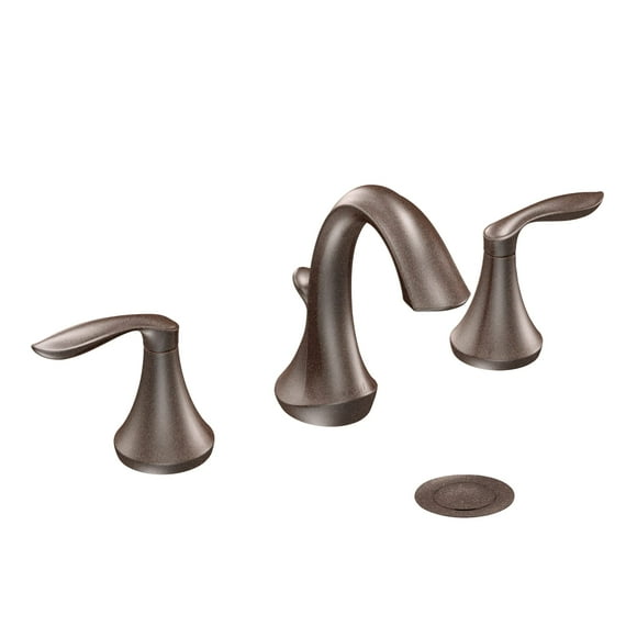 Moen Eva Oil-Rubbed Bronze Two-Handle High Arc Widespread Bathroom Sink Faucet for 3-Hole Setups with Valve Included TV6420ORB