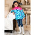 thumbnail image 3 of Girls Jacket Floral Lined Winter Hooded Jacket Kids Coat, Turquoise, Size: 5/6, 3 of 7
