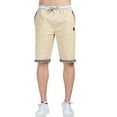 thumbnail image 3 of Pantalones cortos para hombre, estilo casual, clásico, con cordón, pantalones cortos de playa de verano con cintura elástica y bolsillos, 3 of 5