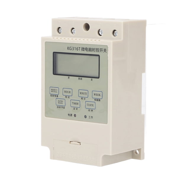 Interruptor horario digital programable con microordenador, control de relé electrónico, temporizador para montaje en riel con transformador de 25 A, color beige