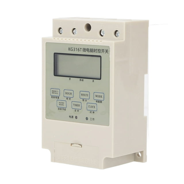 Interruptor horario digital programable con microordenador, control de relé electrónico, temporizador para montaje en riel con transformador de 25 A, color beige
