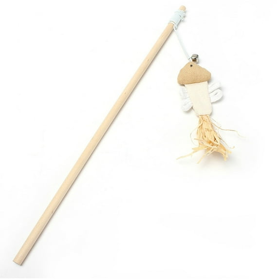 Xinhuaya Mullti Pet Cat Natural Wooden Rod Tease Wand Toys Cats Interactive Exercise Toys