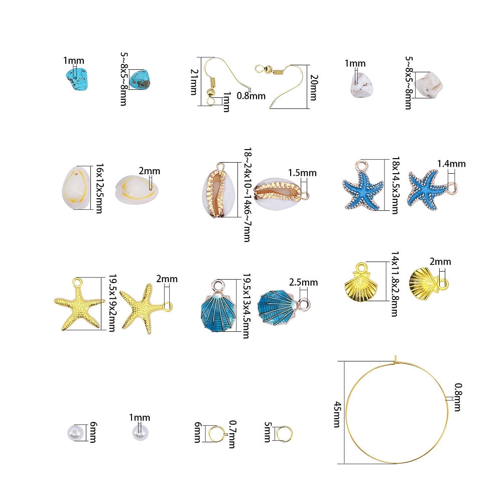 154Pieces DIY Ocean Style Earring Making Kits Including Alloy Pendants Natural Cowrie Shell & Imitation Pearl Acrylic & Gemstone Chip Beads