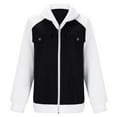 thumbnail image 6 of TTUHYWXI Women Bomber Jacket Zip Up Denim Patchwork Varsity Baseball Denim Jacket (White, S), 6 of 8